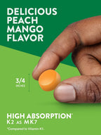Nature's Truth Gominolas de Vitamina D3 + K2, 50 unidades, sabor Melocotón Mango, Vegetarianas, No GMO y Sin Gluten