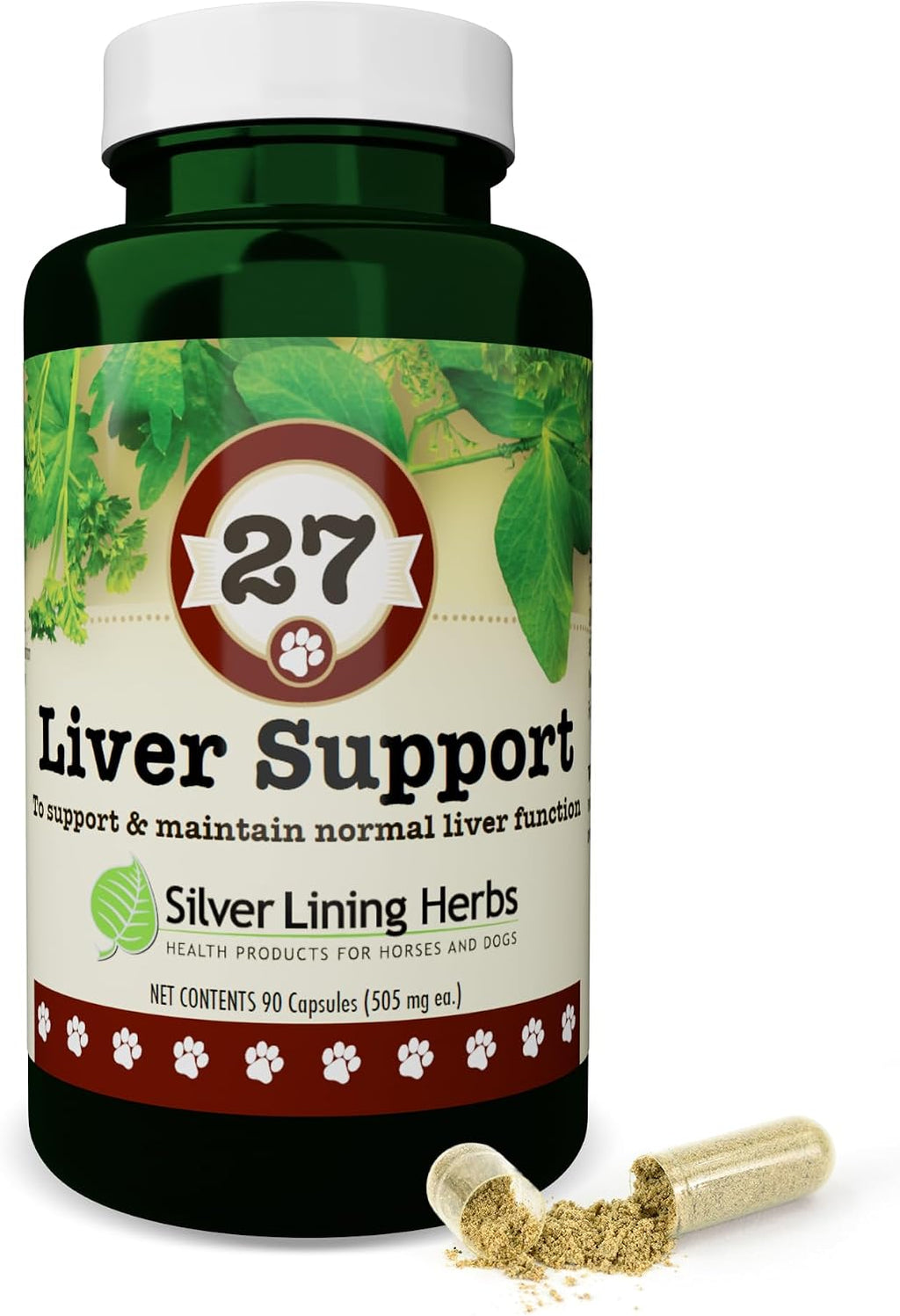 Silver Lining Herbs - Liver Support for Dogs - All Natural Herbal Supplement with Milk Thistle, Turmeric, Chamomile and More - 90 Capsules