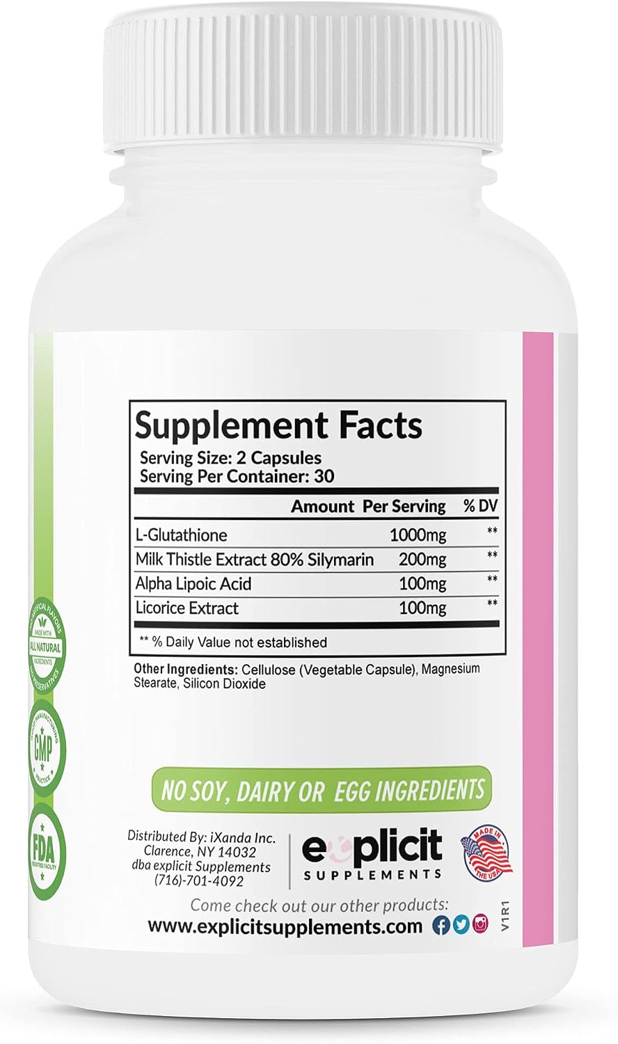 eXplicit Supplements Glutatión 1000mg – 60 Cápsulas