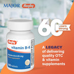 Rugby Vitamin B-6 Tablets - 25mg de Vitamina B6 - Suplemento Alimenticio - 100 Comprimidos (Paquete de 2)
