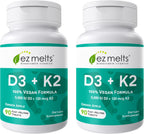 EZ Melts Vitamina D3 5000 IU Vegana - 90 Comprimidos Disolubles Sabor Manzana Verde - Sin Gluten, No-GMO