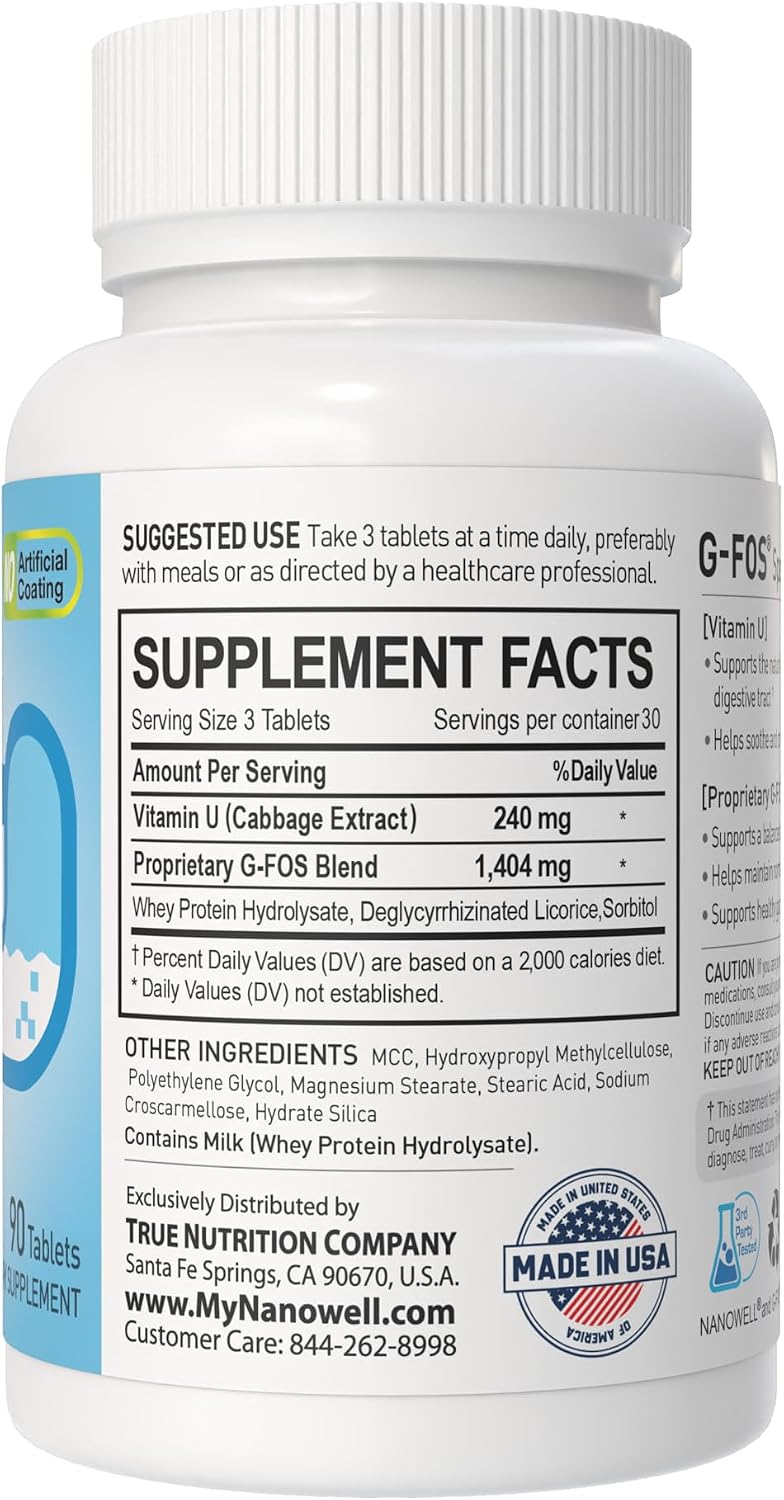 NANOWELL G-FOS Suplemento Digestivo con Vitamina U - 180 Comprimidos (2 x 90)