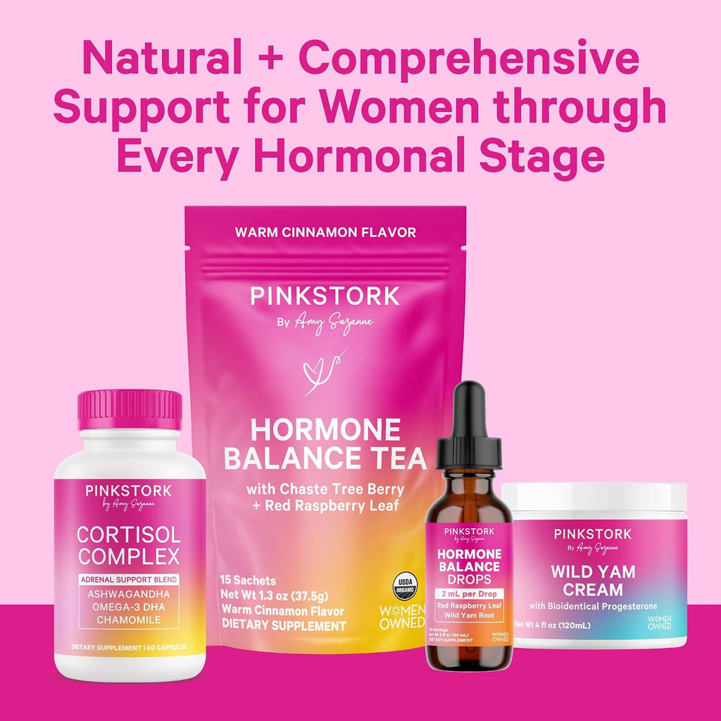 Pink Stork Gotas de Equilibrio Hormonal para Mujeres - 60ml, 30 Dosis - Complemento Líquido Vegano