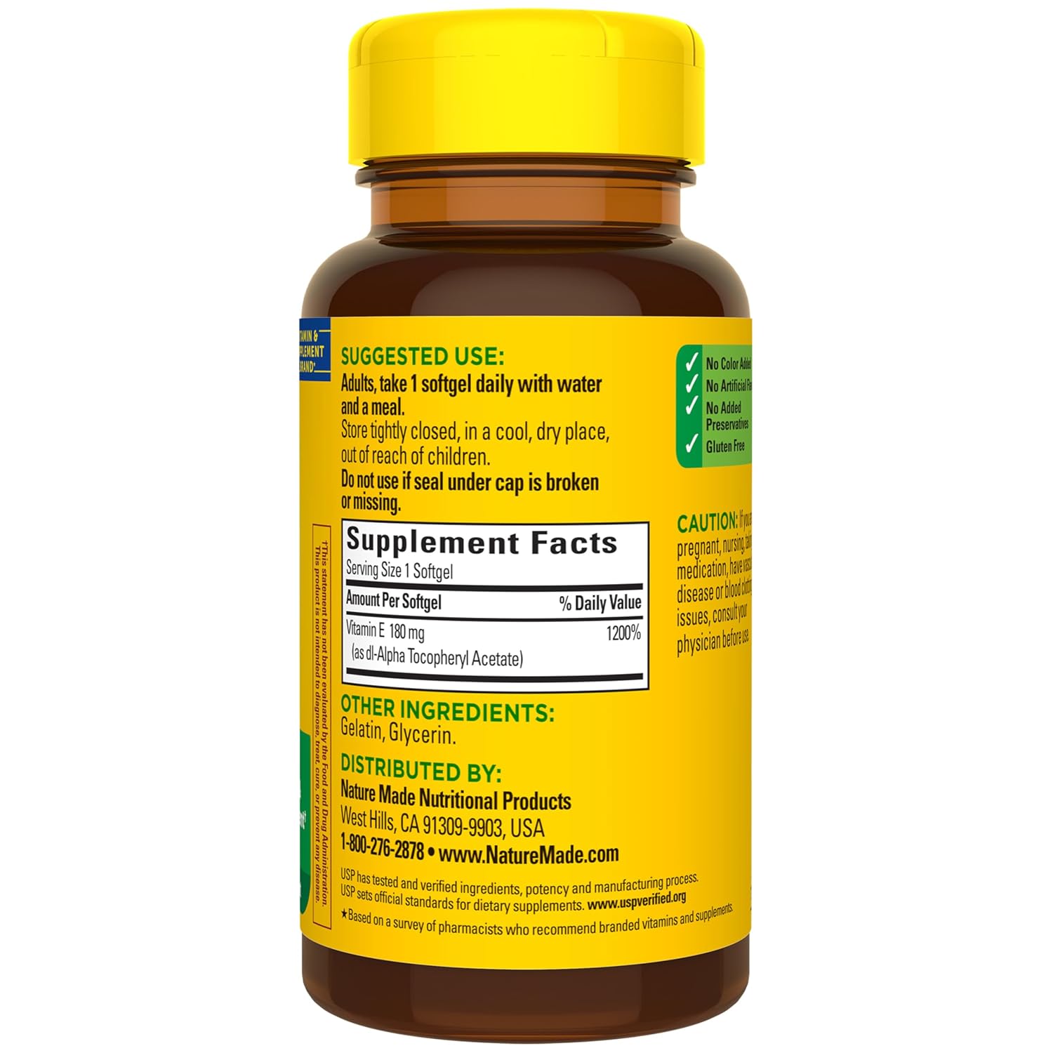 Nature Made Vitamina E 180 mg (400 UI) dl-Alfa, 100 Cápsulas Blandas