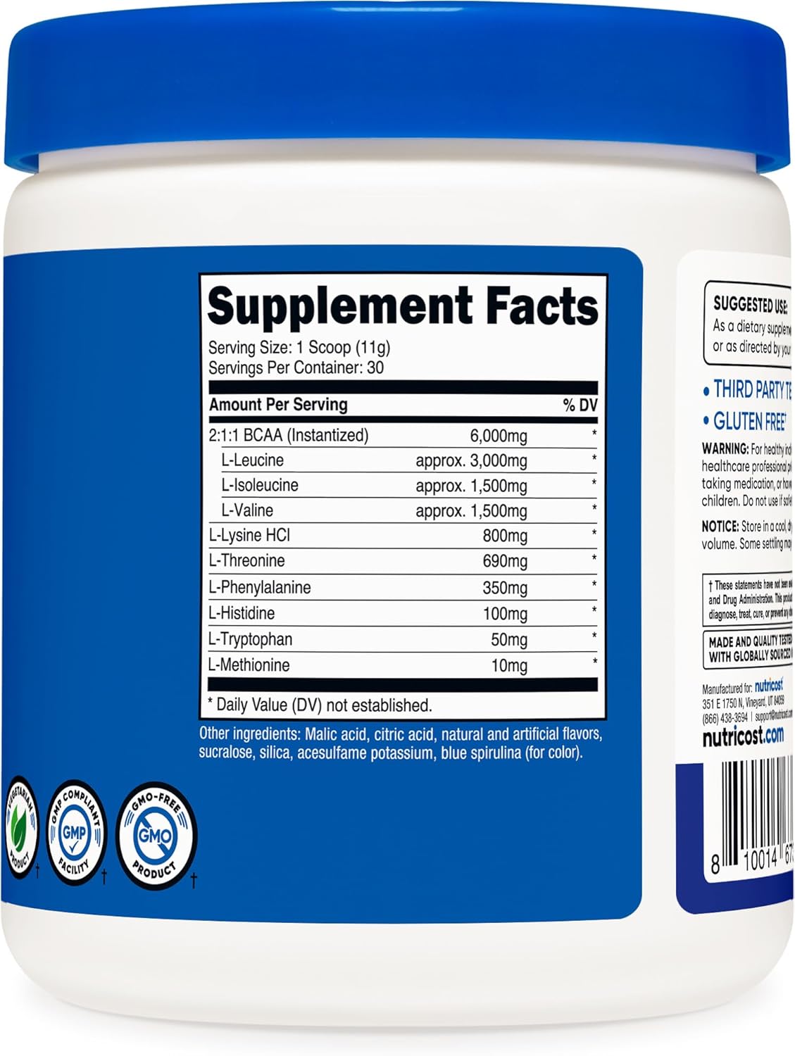 Nutricost EAA Powder 30 Servings (Blue Raspberry) - Aminoácidos Esenciales