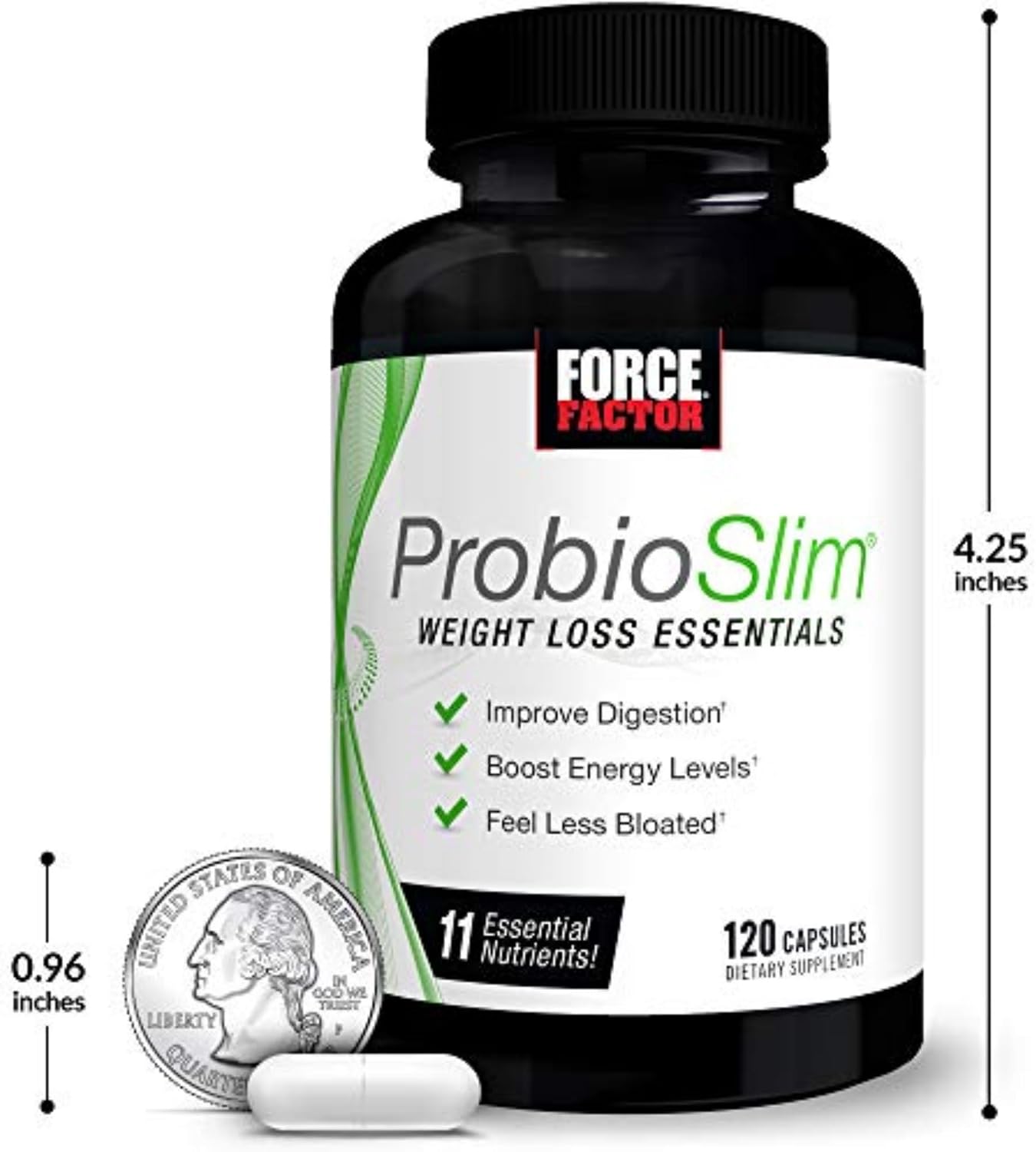 Force Factor ProbioSlim - Suplemento para el Control de Peso con Probióticos y Té Verde, 120 Cápsulas