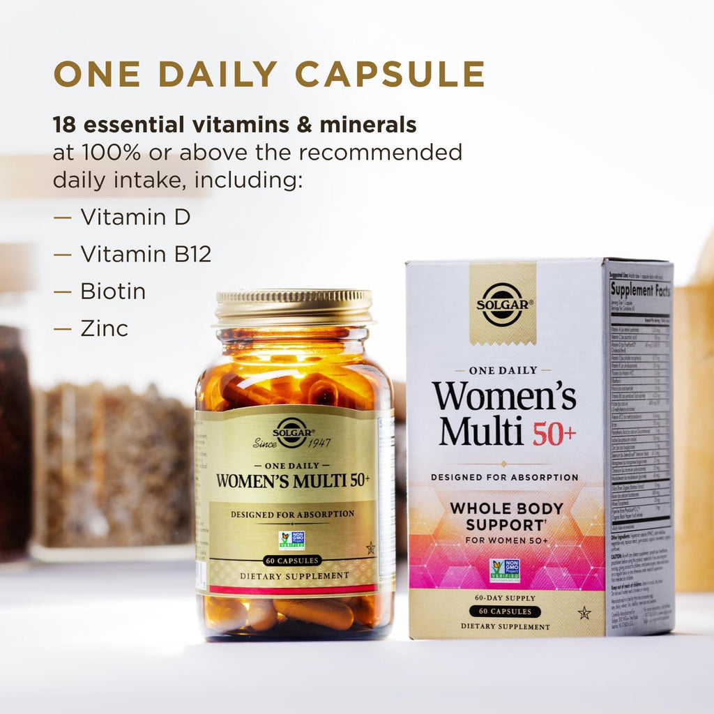 Solgar One Daily Women's Multi 50+ – Multivitamínico Completo para Mayores de 50, 60 Cápsulas Veganas