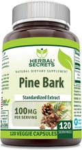 Herbal Secrets Extracto de Corteza de Pino | 100 mg por ración | 120 Cápsulas Vegetales | No-GMO | Sin Gluten | Fabricado en EE. UU.