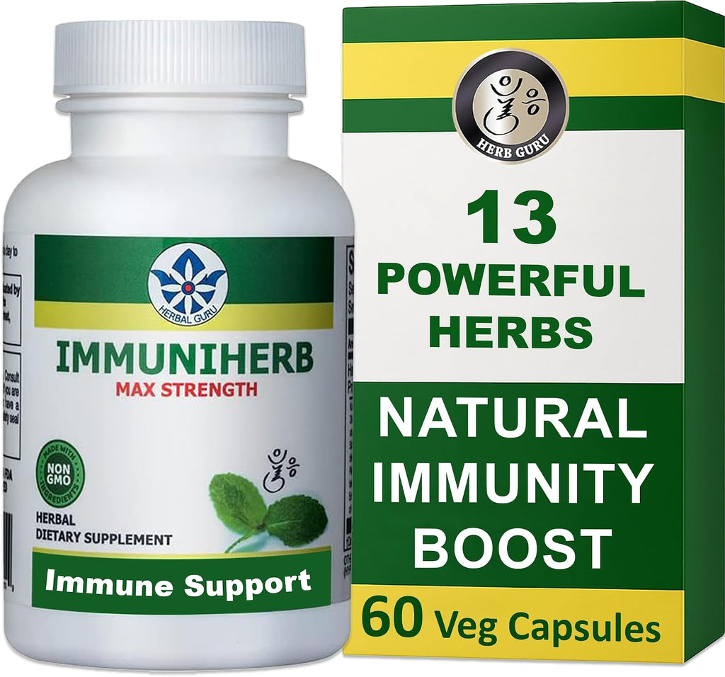 Immuniherb Suplemento de Apoyo Inmunológico con Jengibre, Forsythia, Regaliz, Vitamina C y Zinc - 60 Cápsulas Veganas