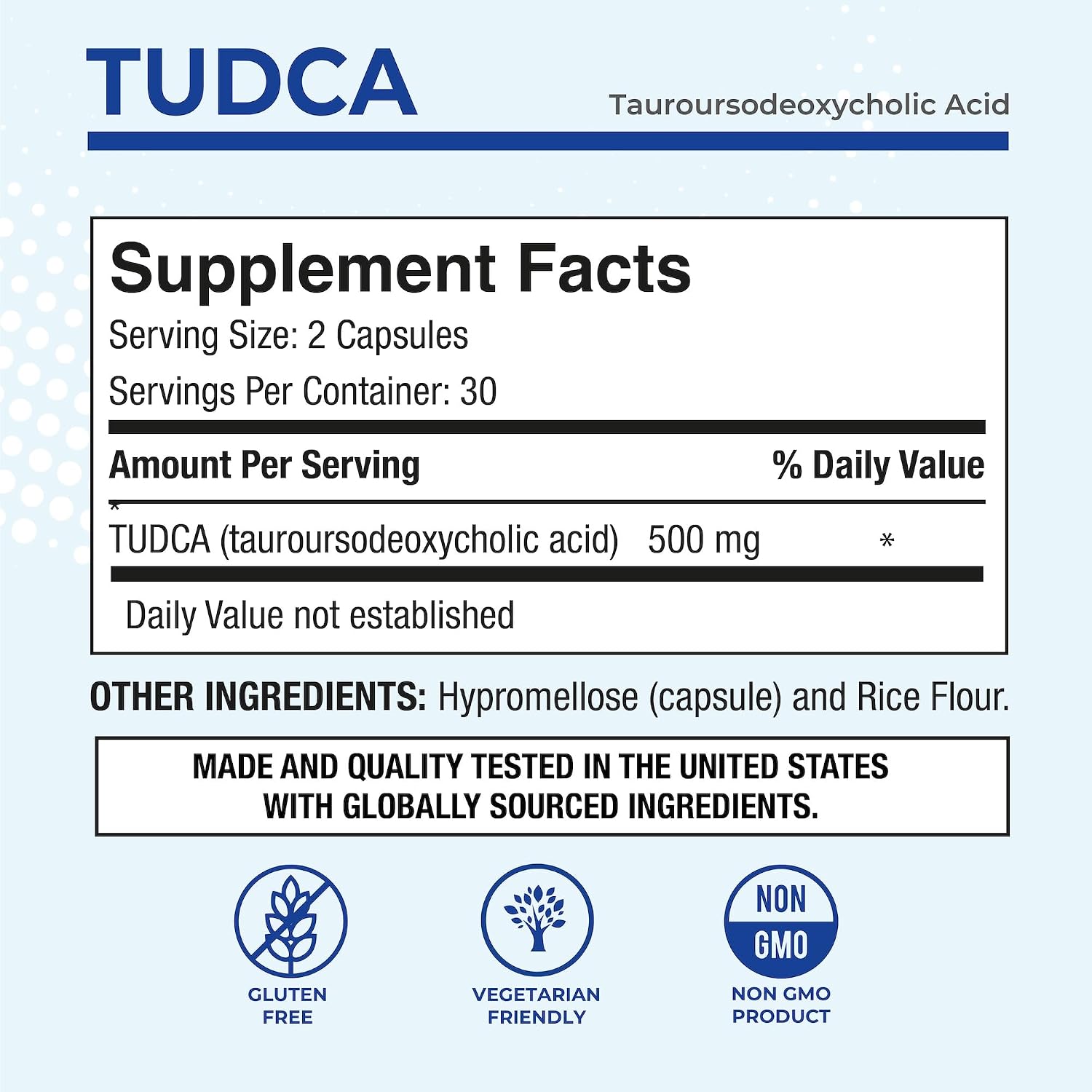 Puregen Labs TUDCA (Ácido Tauroursodesoxicólico) 500mg por Ración - 120 Cápsulas Vegetarianas