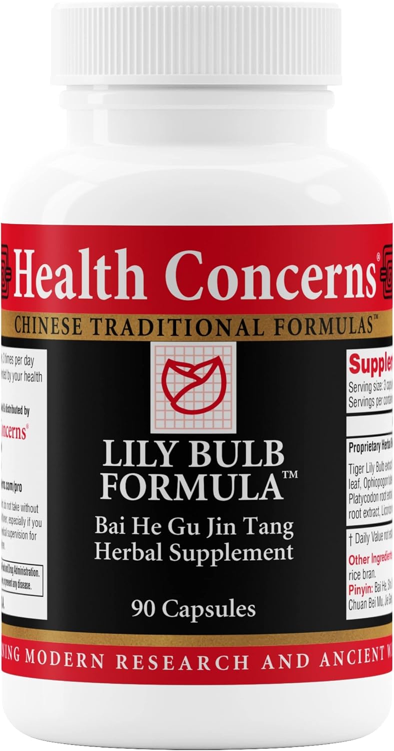 Health Concerns Lily Bulb Formula – Fórmula Herbal China para el Apoyo Respiratorio – 90 Cápsulas