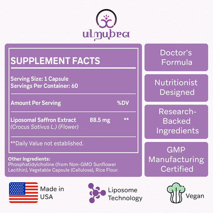 Ulmubra Suplemento de Azafrán Liposomal 88,5 – Energía y vitalidad: Tradicionalmente, el azafrán se ha utilizado – Image 2
