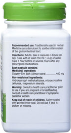 Nature's Way Slippery Elm Bark, 1.600 mg por dosis, 200 Cápsulas Vegetarianas (2 Paquetes de 100)