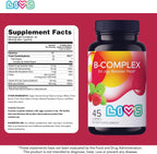 LIVS Complejo B Gummies con B12, Biotina, B3, B6 y Vitamina C para Niños y Adultos – Sabor Fresa (45 unidades)