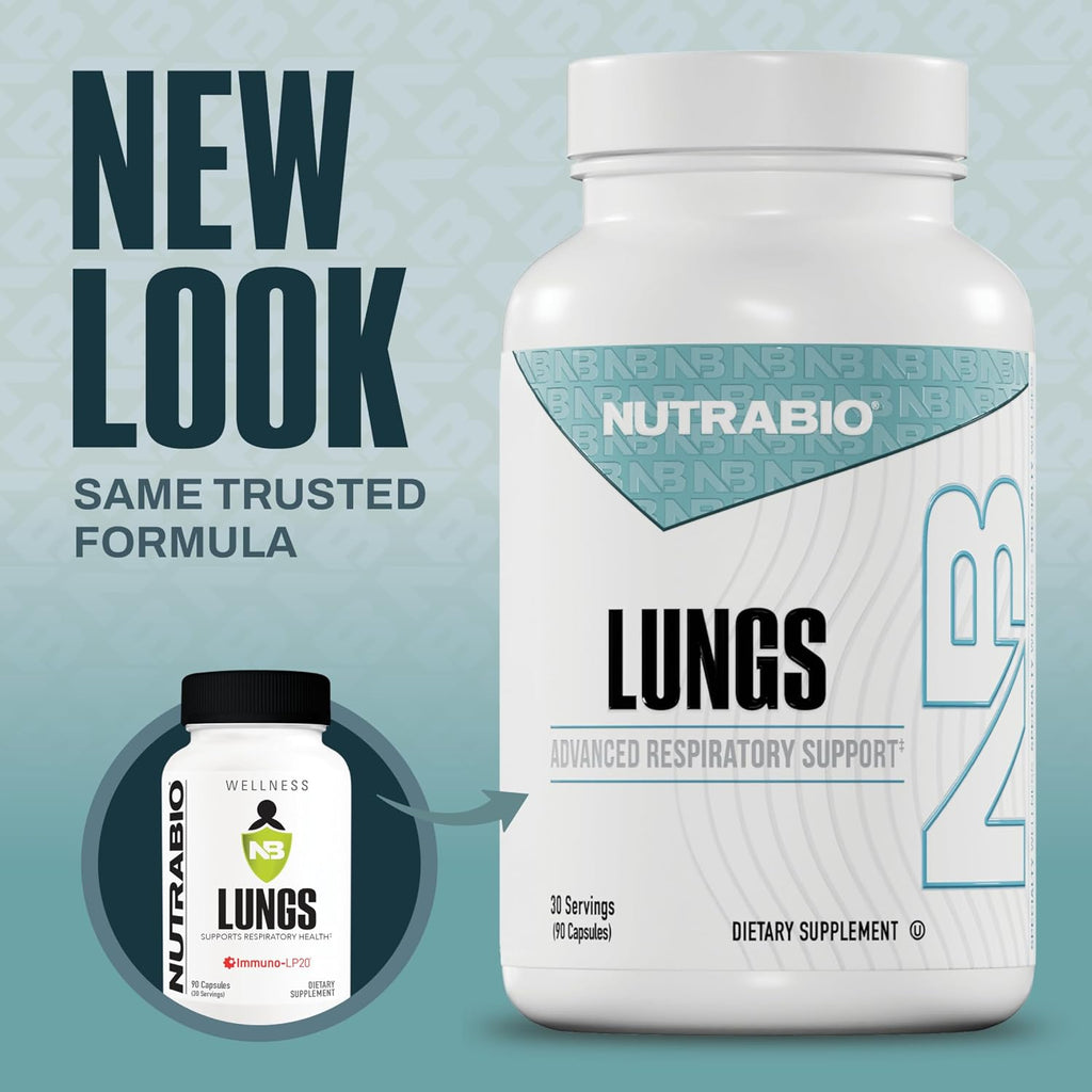NutraBio Lungs - Suplemento Respiratorio con Immuno-LP20 y Extractos Naturales (90 Cápsulas)