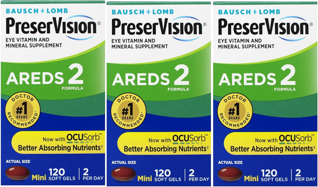PreserVision AREDS 2 Complemento Ocular con Luteína y Zeaxantina - 120 Cápsulas Blandas (Pack de 3)