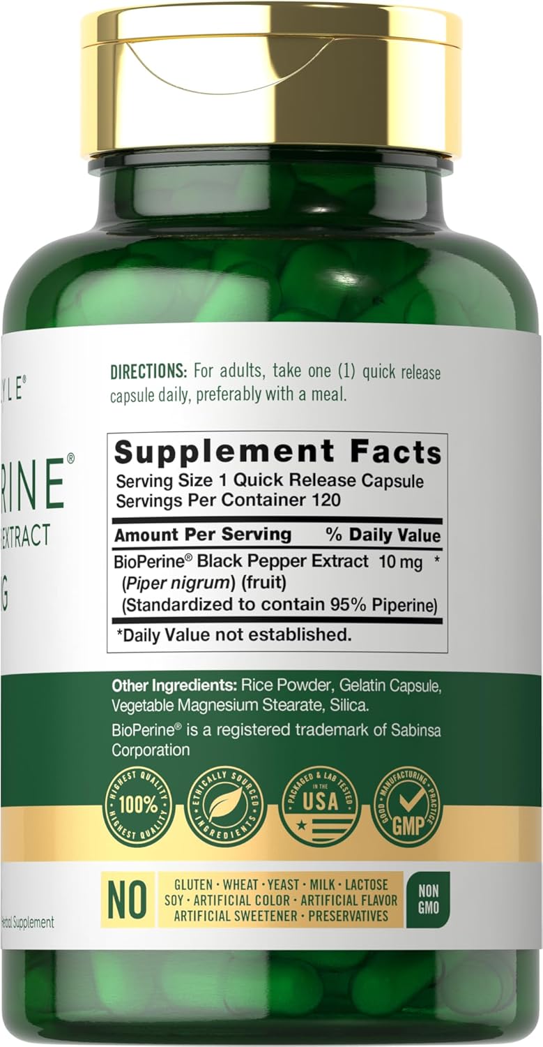 Carlyle Bioperine 10mg | 120 Cápsulas | Extracto de Pimienta Negra