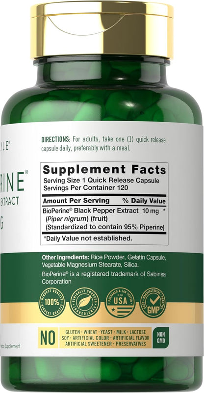 Carlyle Bioperine 10mg | 120 Cápsulas | Extracto de Pimienta Negra – Image 2