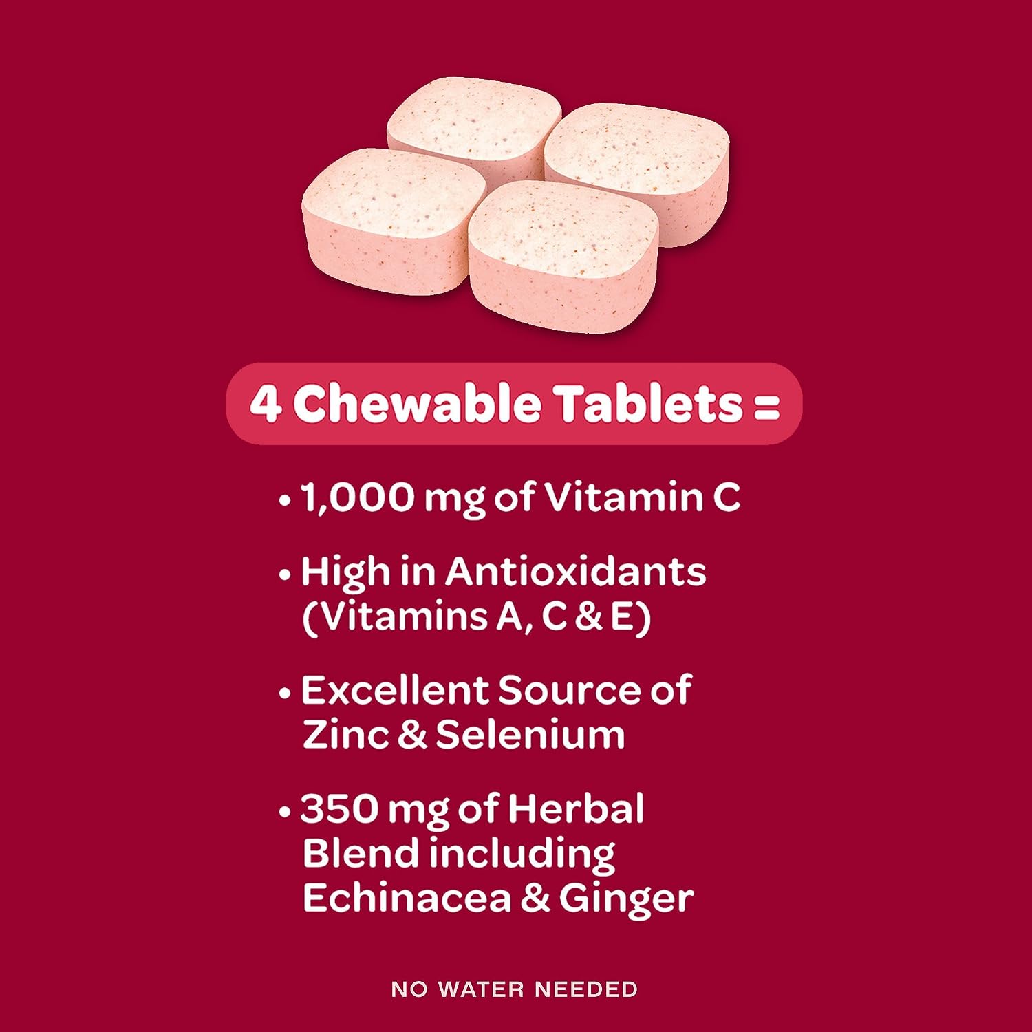 Airborne Vitamina C + Zinc Comprimidos Efervescentes, Frutos Rojos, 1000 mg, 32 Comprimidos (Paquete de 2)