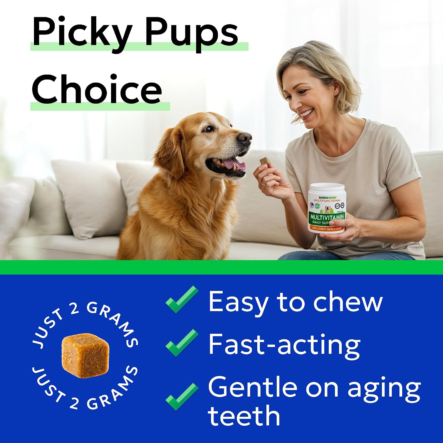 BARK&SPARK Multivitamínico para Perros con Glucosamina, Condroitina y Omega 3 - 120 Comprimidos