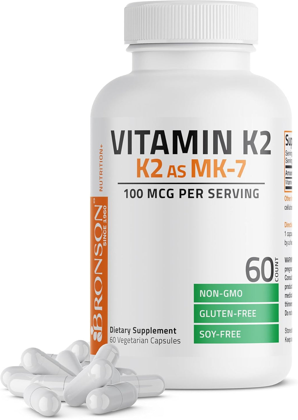 Bronson Vitamina K2 como MK-7 Menaquinona 100 mcg, 60 Cápsulas