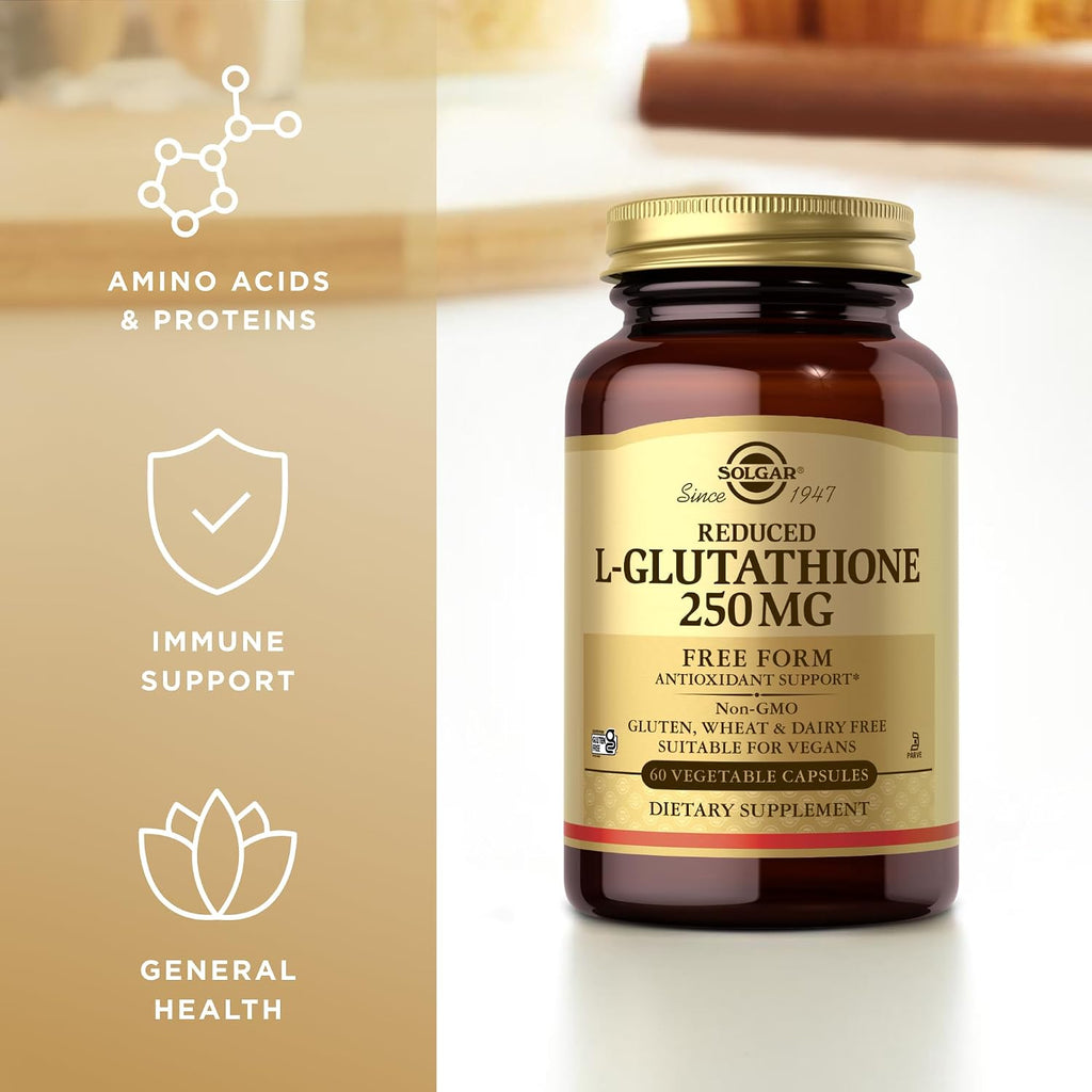 Solgar L-Glutathione Reduced 250 mg - 60 Vegetable Capsules - Antioxidant Support