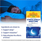 Country Life Stress Shield Nighttime – Suplemento para el Estrés y la Relajación – Sensoril® Ashwagandha, GABA y L-Teanina – Magnesio y Vitamina B5 – Sin Gluten, Vegano – 60 Cápsulas Vegetales