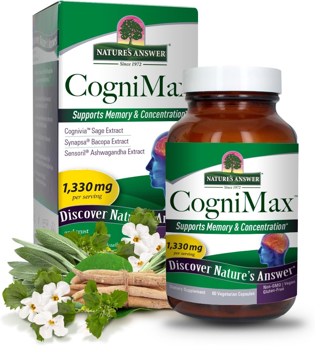 Nature's Answer CogniMax 1330 mg - 60 Cápsulas - Apoyo para la Memoria y Concentración