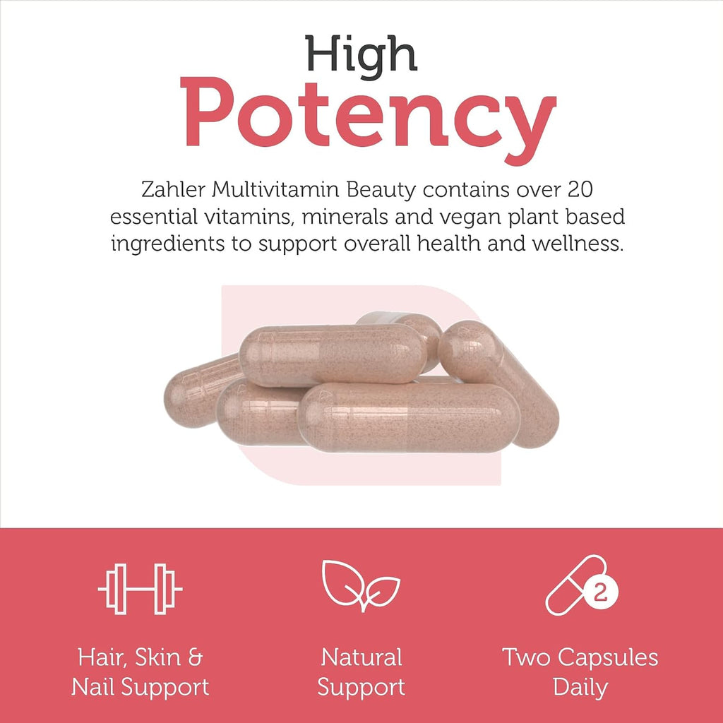Zahler Multivitamínico Beauty – Apoyo para Piel, Cabello y Uñas con Hierro, 60 Cápsulas