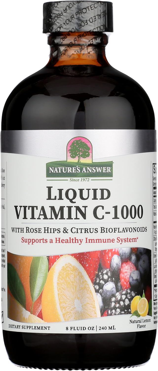 Nature's Answer Vitamina C Líquida 1000 mg con Escaramujo y Bioflavonoides, 236 ml