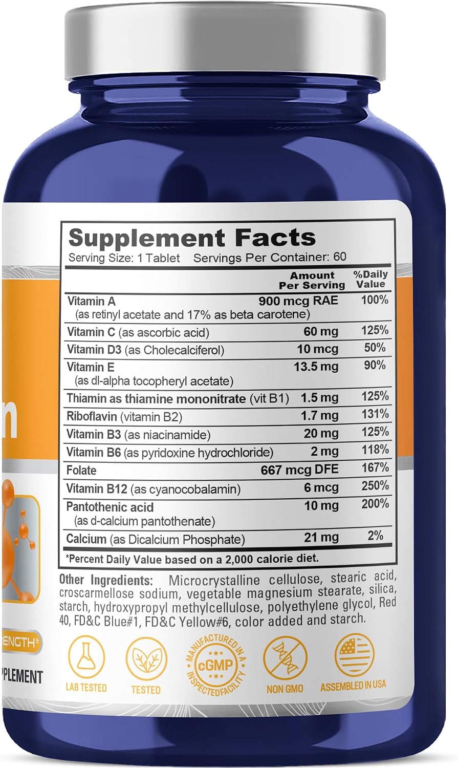 NusaPure Multivitamínico Diario - 60 Comprimidos - Apto para Vegetarianos y Veganos - No OGM