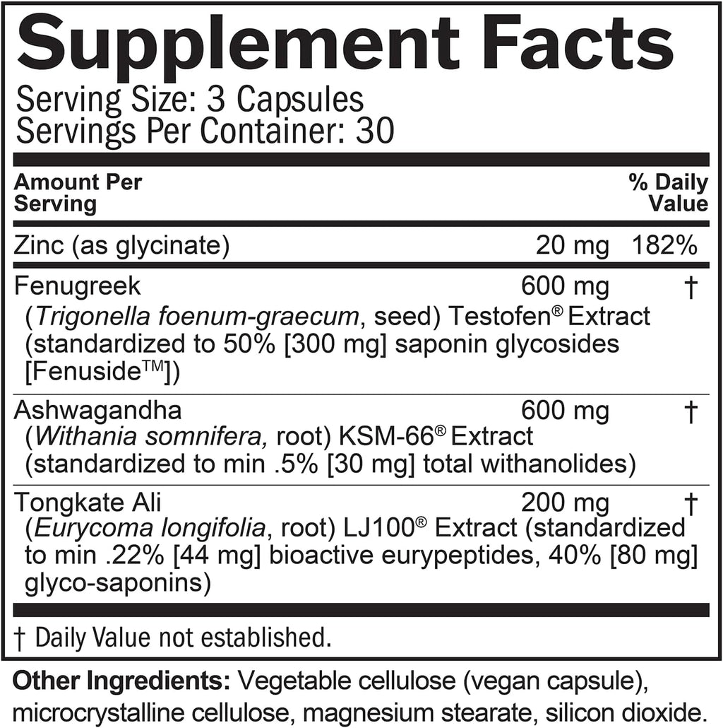 BrainMD Brain T-Max - Suplemento Natural de Apoyo a la Testosterona con Tribulus Terrestris y Fenugreek - 60 Cápsulas