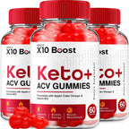 X10 Boost Keto ACV Gummies - Fórmula Avanzada 1000mg con B12, Vinagre de Manzana, Remolacha y Granada (3 Paquetes - 180 Gomitas)