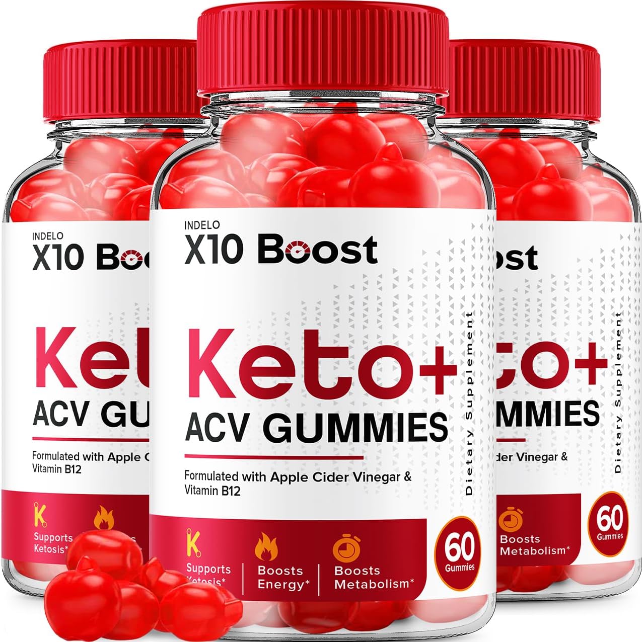 X10 Boost Keto ACV Gummies - Fórmula Avanzada 1000mg con B12, Vinagre de Manzana, Remolacha y Granada (3 Paquetes - 180 Gomitas)