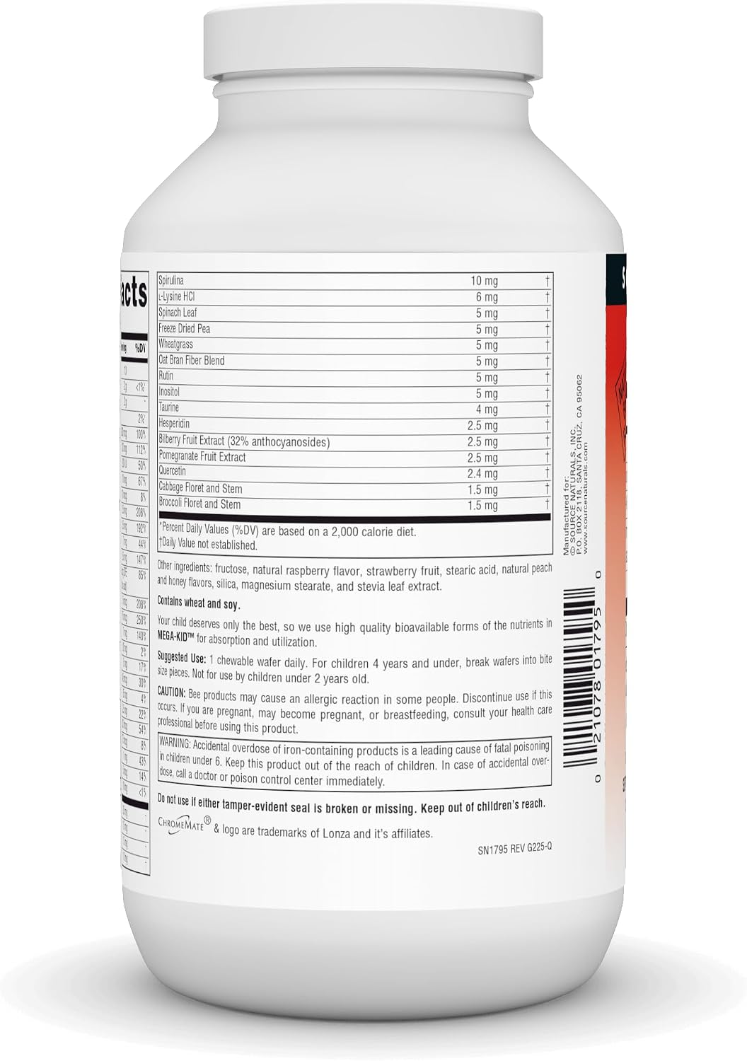 Source Naturals Mega-Kid Multivitamínico Masticable para Niños de 2 a 10 Años, Sabor Natural a Bayas - 120 Comprimidos