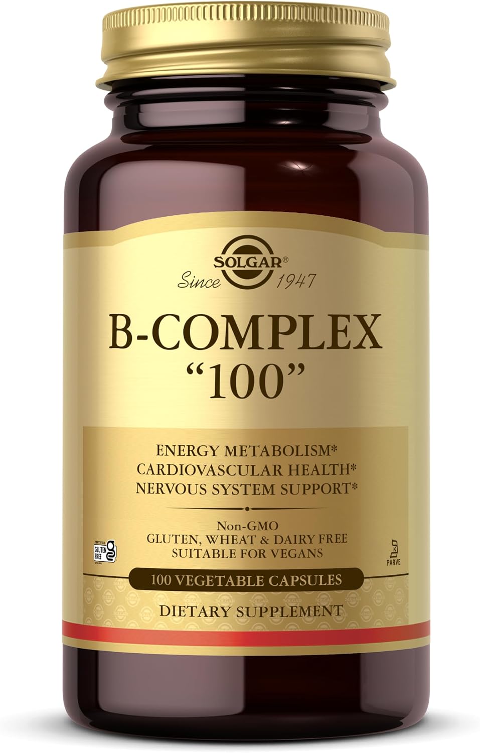 Solgar B-Complex '100' - 250 Cápsulas Vegetales - Complejo B para Energía y Sistema Nervioso