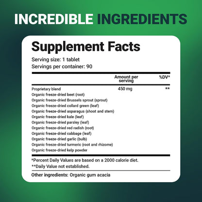 Dr. Berg's Greens Superfood - Comprimidos de Vegetales Crucíferos con 11 Fitonutrientes Orgánicos - 90 Comprimidos – Image 7