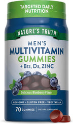 Nature's Truth Multivitamínico para Hombres en Gominolas – 70 uds – Sabor Arándano – con B12, D3 y Zinc – Vegetariano, Sin Gluten y No OGM
