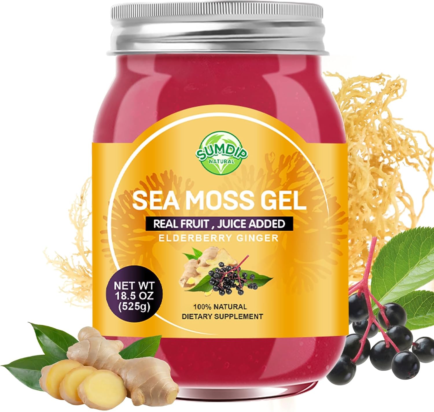Gel de Seamoss Irlandés Silvestre con Saúco y Jengibre - SumDIP - 524g