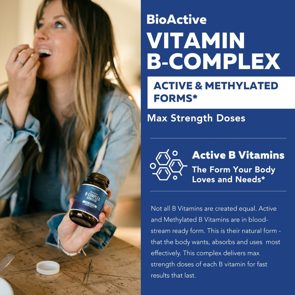 BioActive Vitamin B Complex - Complejo B Metilado con Metilfolato y 3 Formas de B12 - Triquetra Health