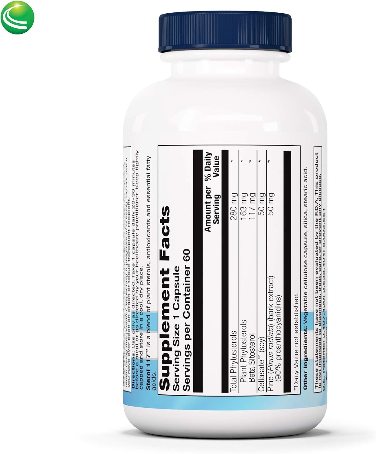Nutra BioGenesis Sterol 117 - Suplemento de Fitoesteroles y Corteza de Pino - 60 Cápsulas Vegetarianas