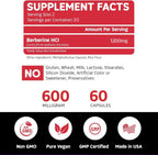 BoostCeuticals Berberina 1200mg (2 x 600mg) - Cápsulas Veganas de Berberina HCl - 60 Cápsulas