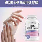 healblend Vitaminas para Cabello, Piel y Uñas para Mujeres con Biotina 5000 mcg, Hierro y Manganeso | Vegano, No-OGM | 60 Cápsulas