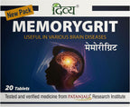 Patanjali Divya Memorygrit 20 Comprimidos - Suplemento Ayurvédico para la Memoria, Enfoque y Salud Cerebral