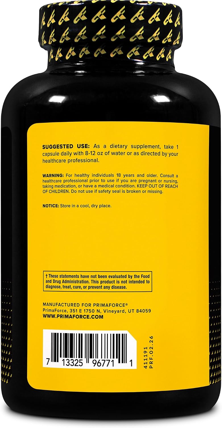Primaforce Taurina 1000mg Cápsulas, 180 Cápsulas, Suplemento No OGM y Sin Gluten