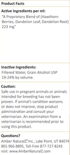 Amber NaturalZ Suplemento Herbal de Espino Blanco y Diente de León para Mascotas | Apoya la Salud Cardíaca y Circulación | 118 ml