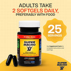 Super Macho, Complejo Vitamínico B y Aminoácidos de Alta Potencia para Hombres Activos, Sin Cafeína ni Azúcar, 50 Cápsulas Blandas