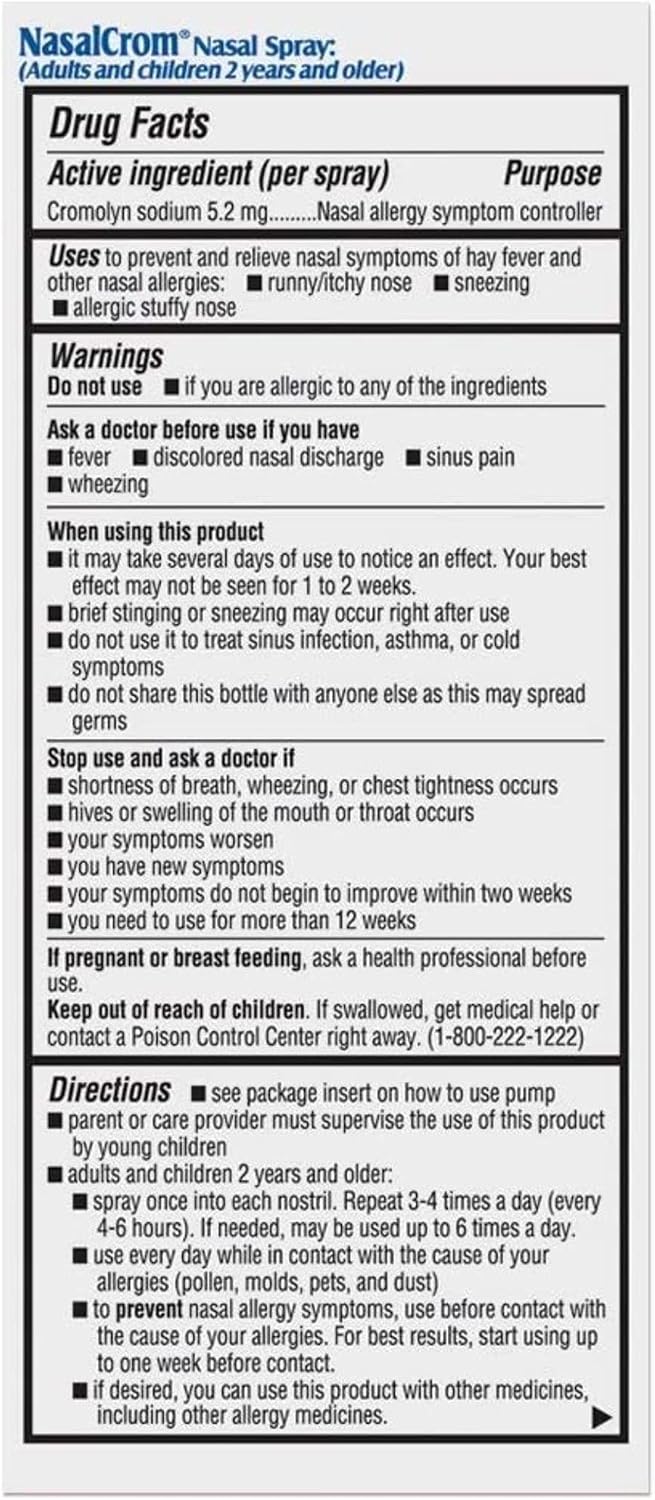 NasalCrom Spray Nasal Control de Síntomas de Alergia | 200 Pulverizaciones | 26 ml (2 unidades)