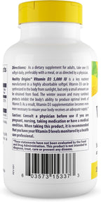 Healthy Origins Vitamina D3 5000 UI (Lanolina) - 360 Cápsulas Blandas