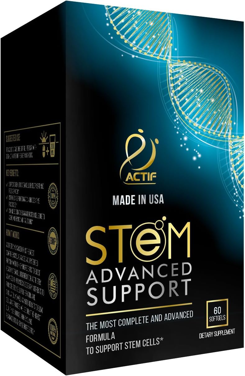 ACTIF STEM Cell Support - Maximum Potency with 10+ Stem Cell Factors, Non-GMO, 2-Month Supply, Made in USA.